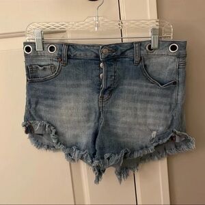 Altar’d State Denim Frayed Hem Women's Shorts